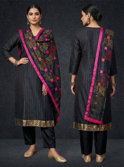 Semi Stitched Formal chanderi Suitset