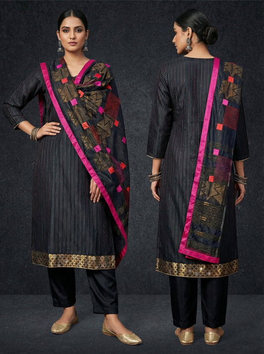 Semi Stitched Formal chanderi Suitset