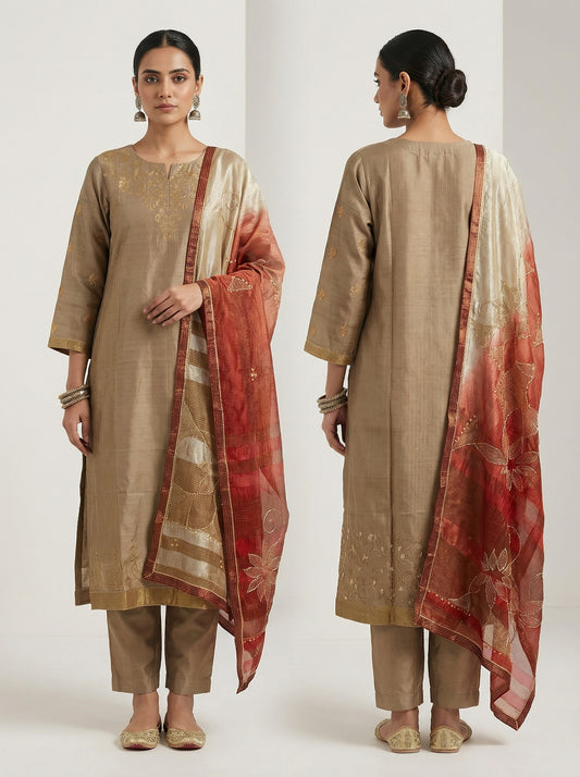 Semi Stitched Formal Chanderi Suitset