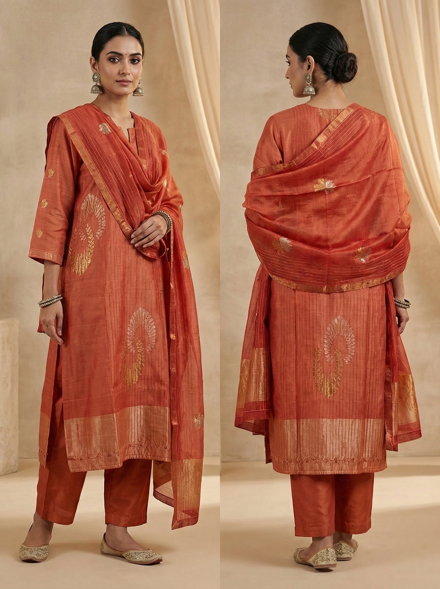 Semi Stitched Formal Chanderi Suitset