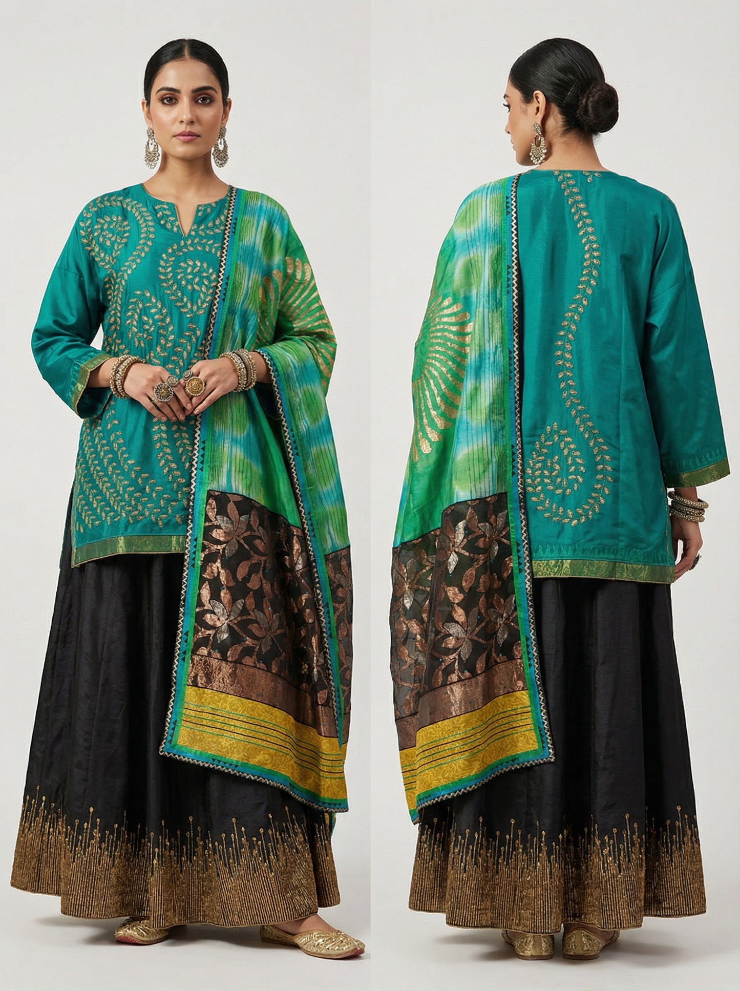 Semi stitched Formal Skirtset