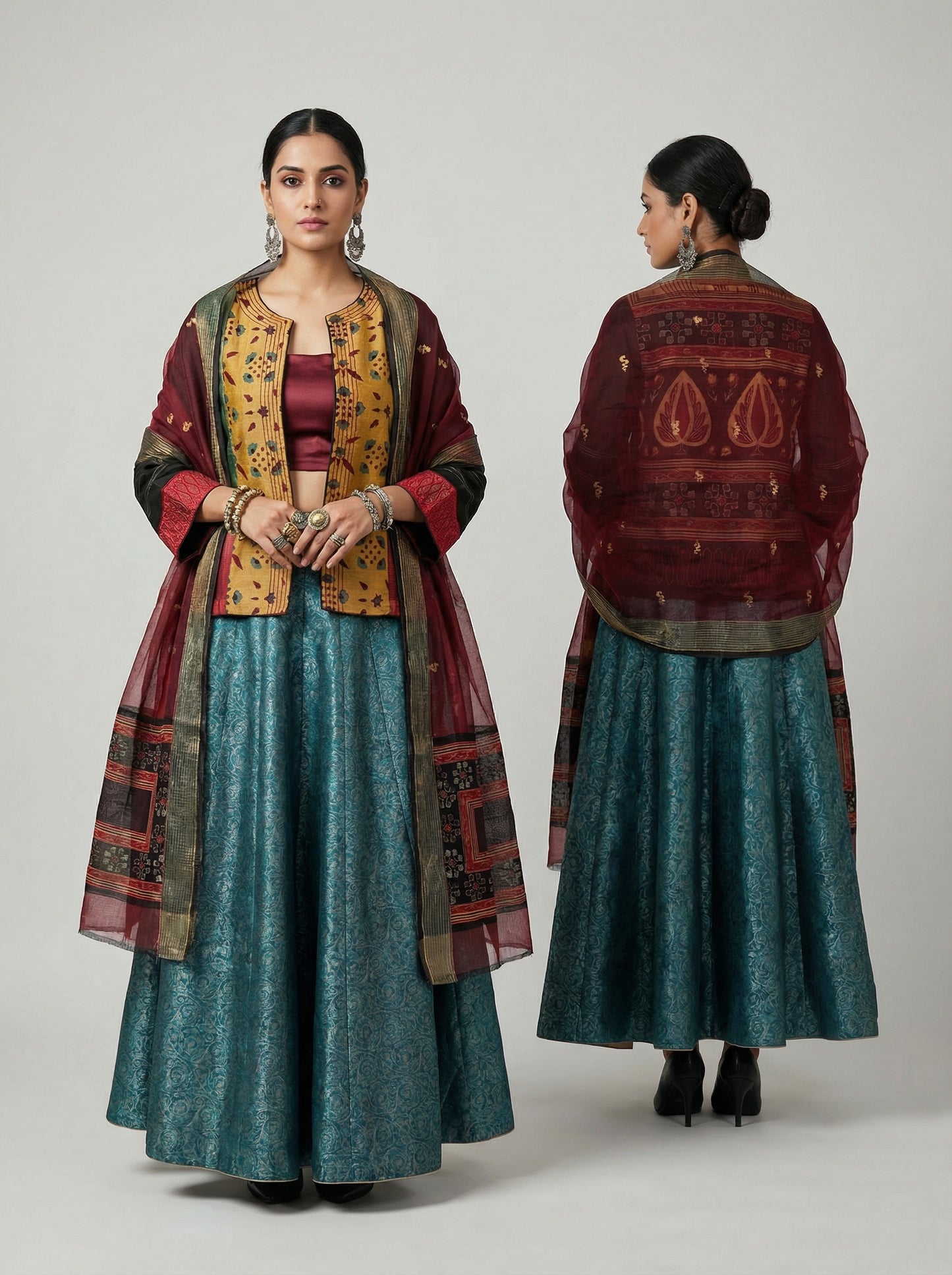 Semi stitched Formal Skirtset