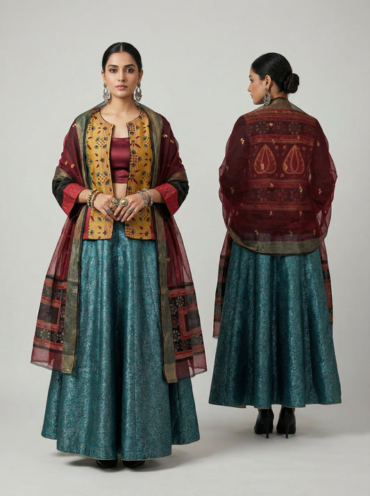 Semi stitched Formal Skirtset