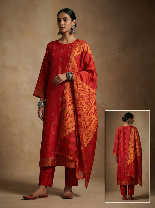 Semi Stitched Formal Chanderi Suitset