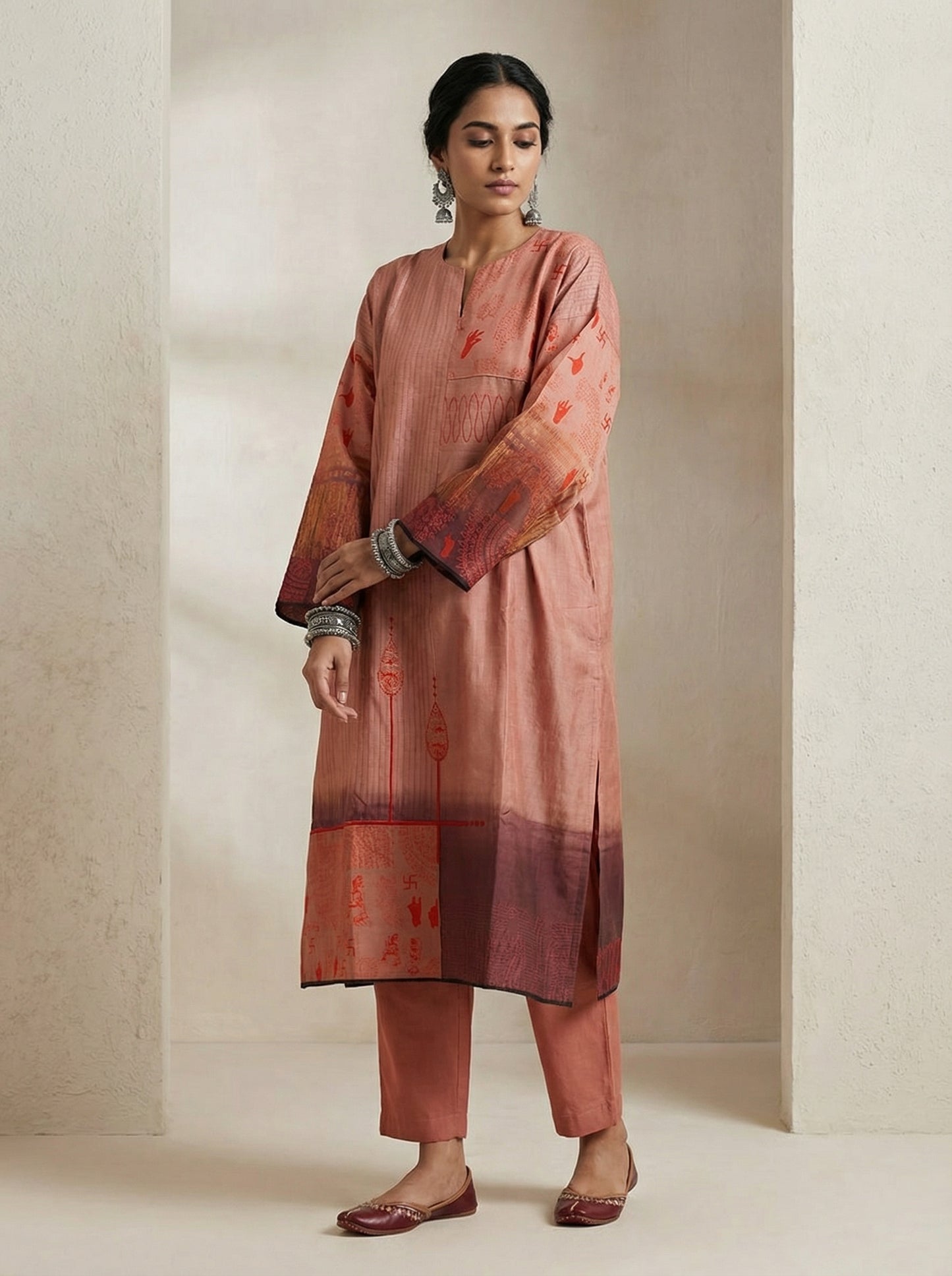 Semi Stitched Casual Chanderi Kurta