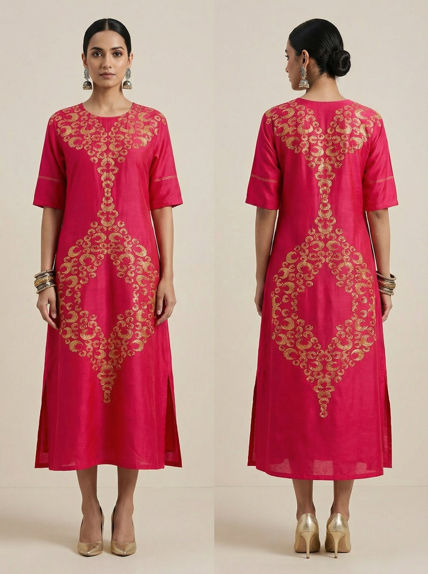 Indowestern chanderi formal dress- Ready size 42