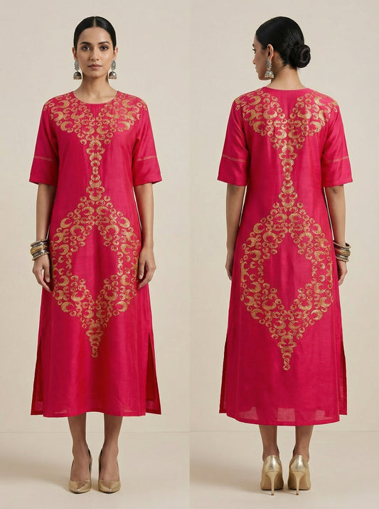 Indowestern chanderi formal dress- Ready size 42
