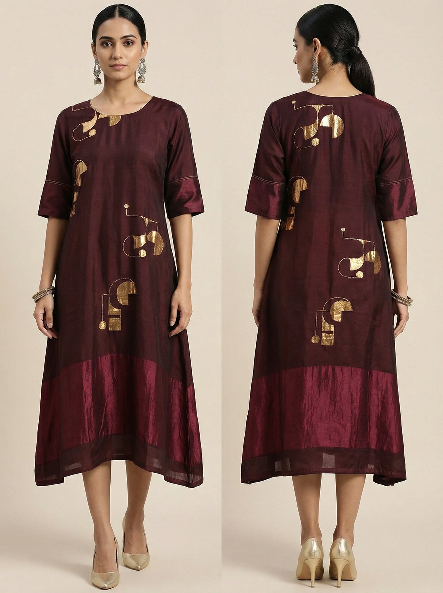 Indowestern chanderi formal dress- Ready size 42