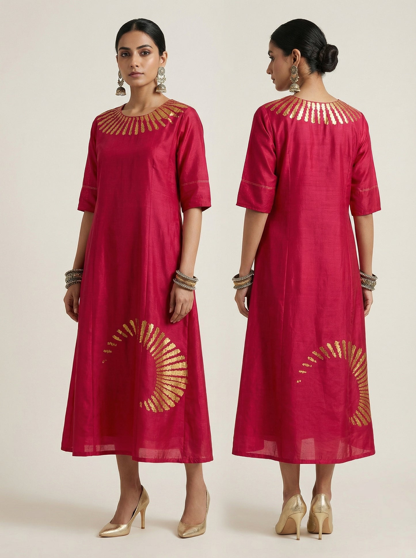 Indowestern chanderi formal dress- Ready size 42