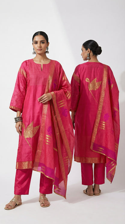 Semi Stitched Formal Chanderi Suitset