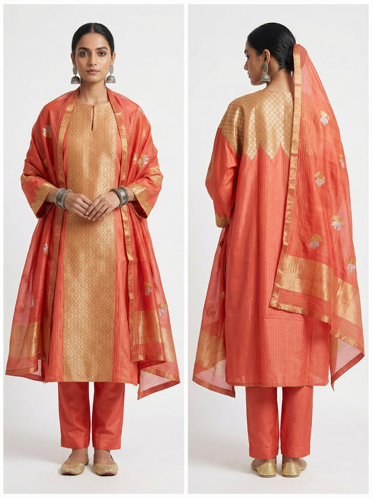 Semi Stitched Formal Chanderi Suitset