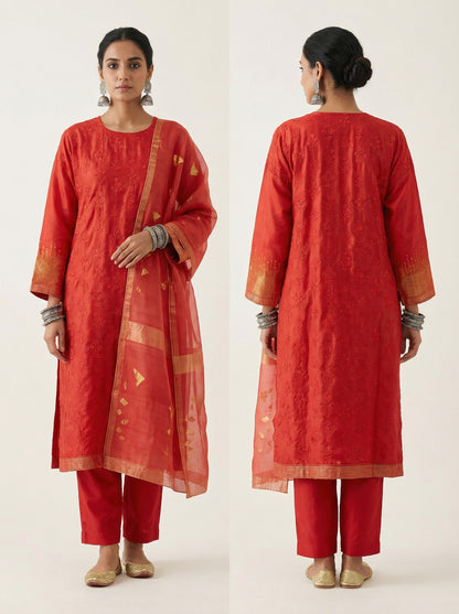 Semi Stitched Formal Chanderi Suitset