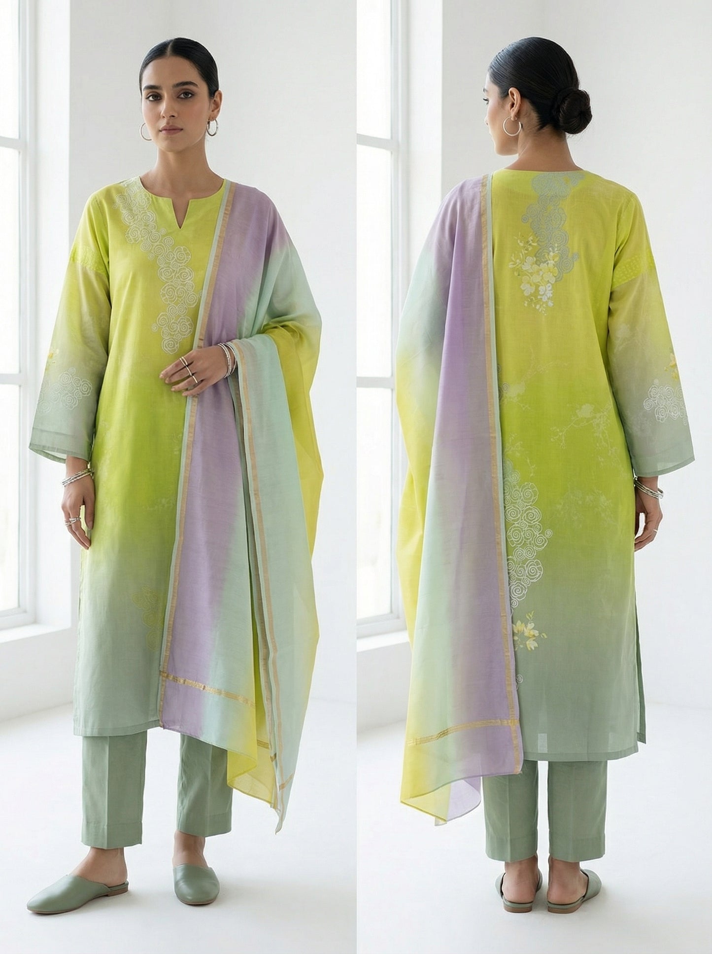 Semi Stitched Cotton lawn Suitset