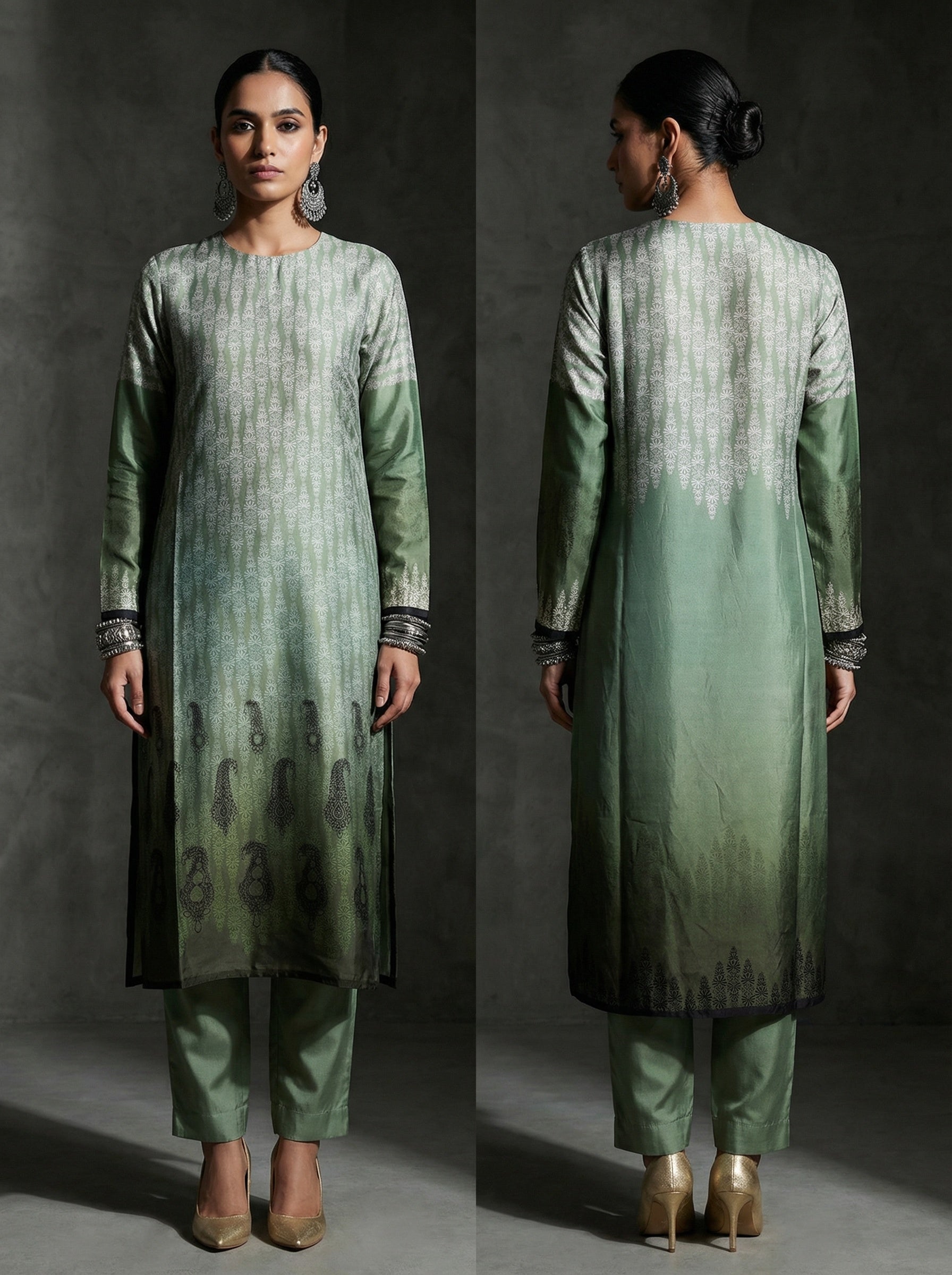 Semi Stitched Chanderi printed Kurta VISHAL KAPUR