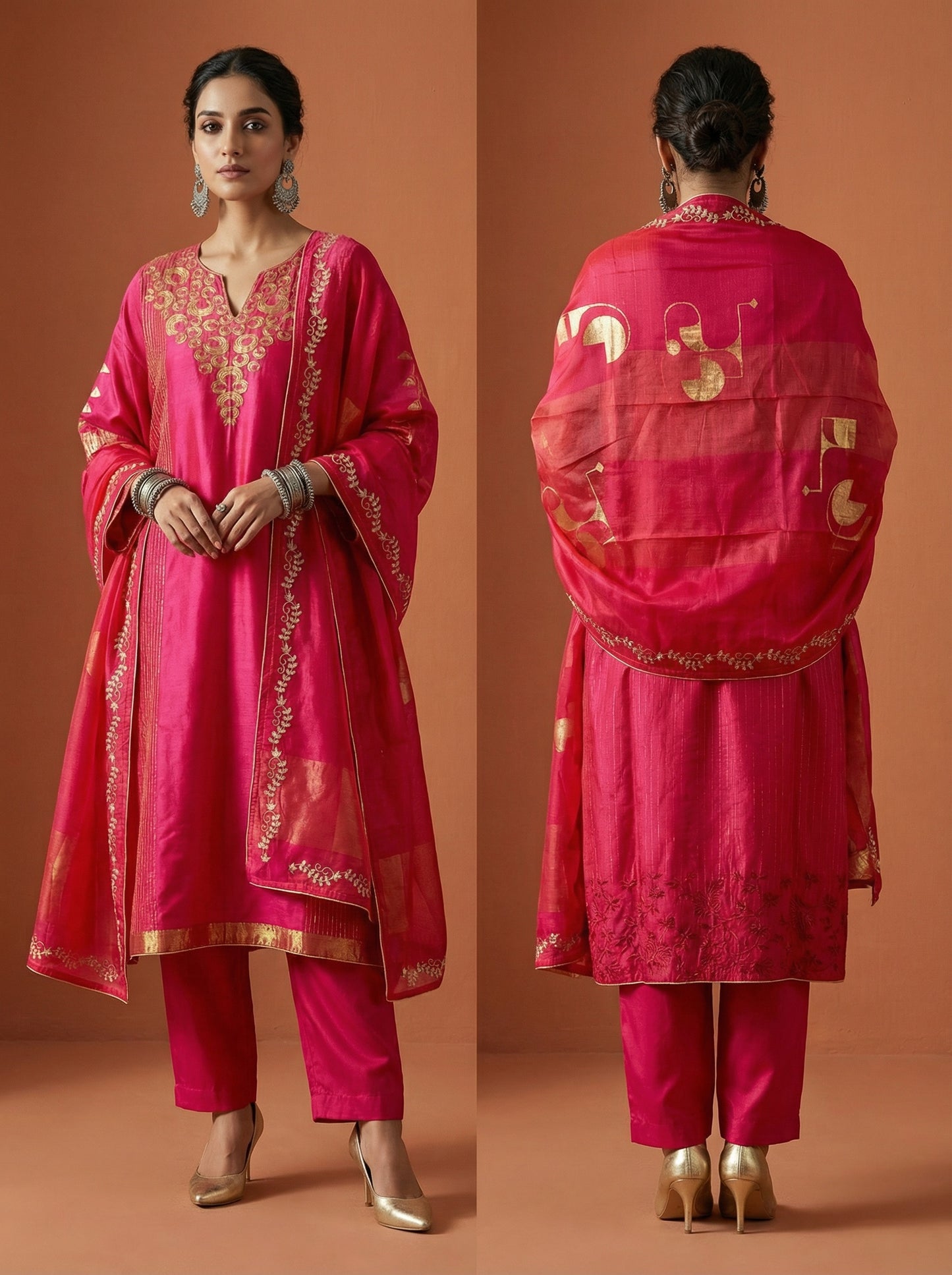 Semi Stitched Formal Chanderi Suitset