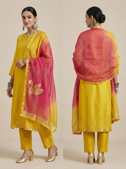 Semi Stitched Formal Chanderi Suitset