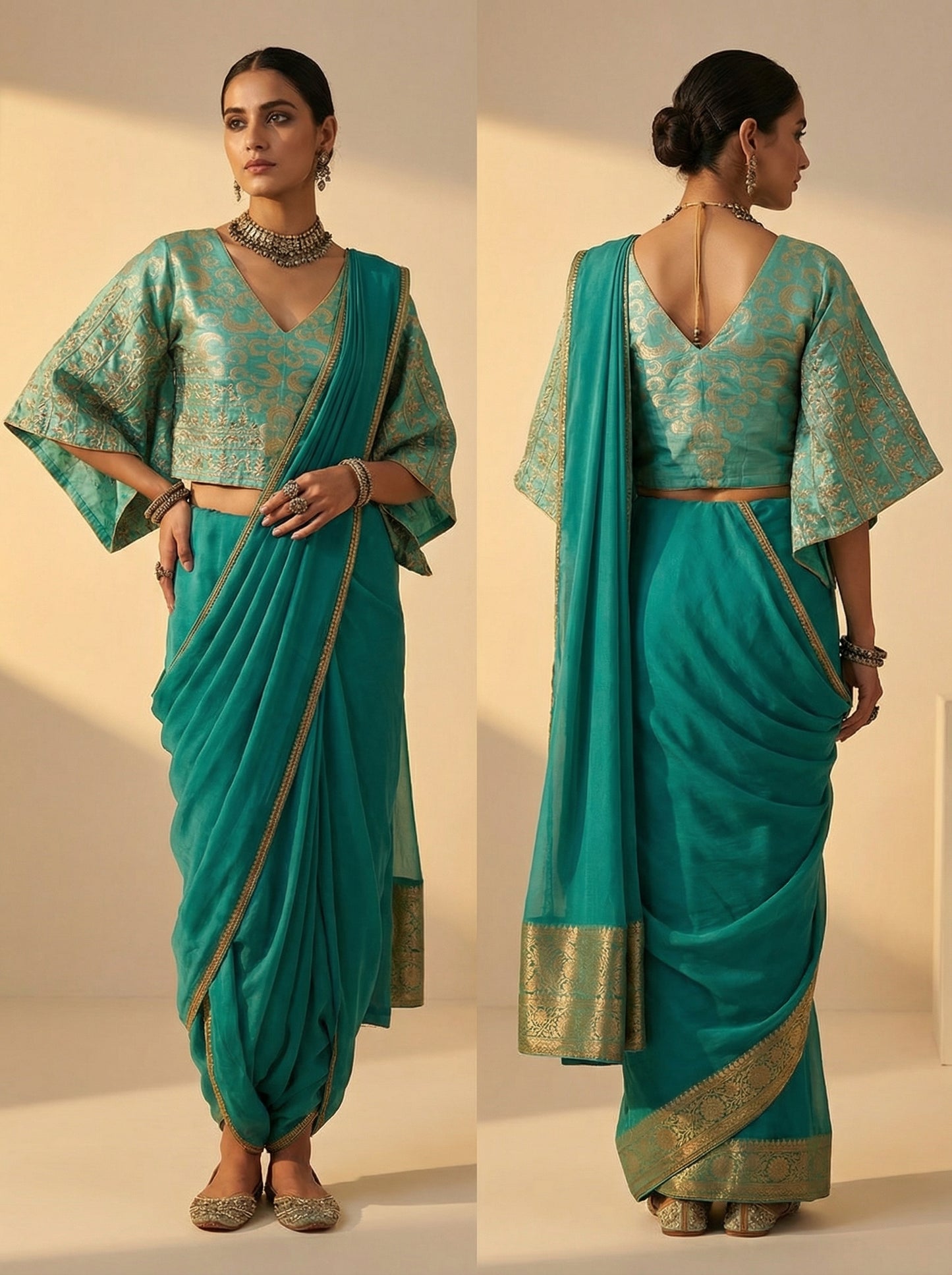 Indowestern chanderi formal kaftan blouse