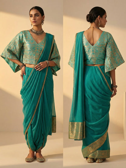 Indowestern chanderi formal kaftan blouse