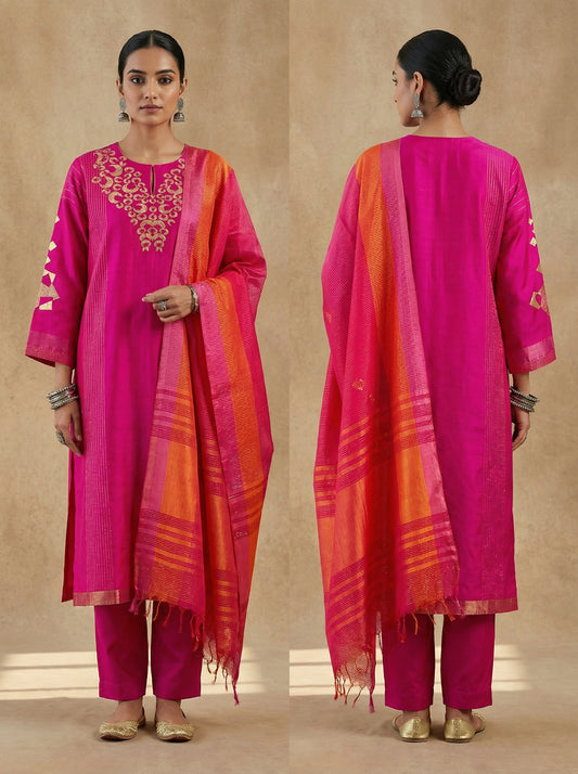 Semi Stitched Formal Chanderi Suitset