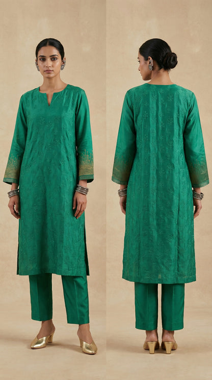 Semi Stitched Formal Chanderi Kurta
