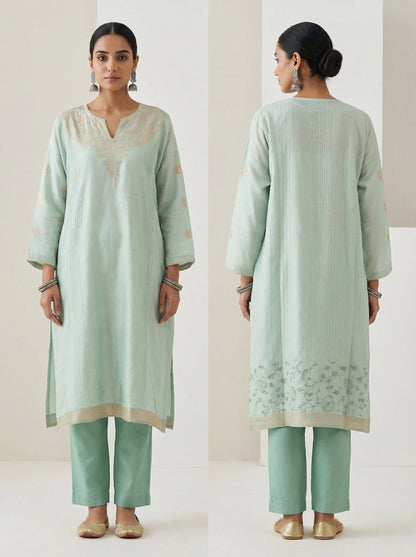 Semi Stitched Formal Chanderi Kurta