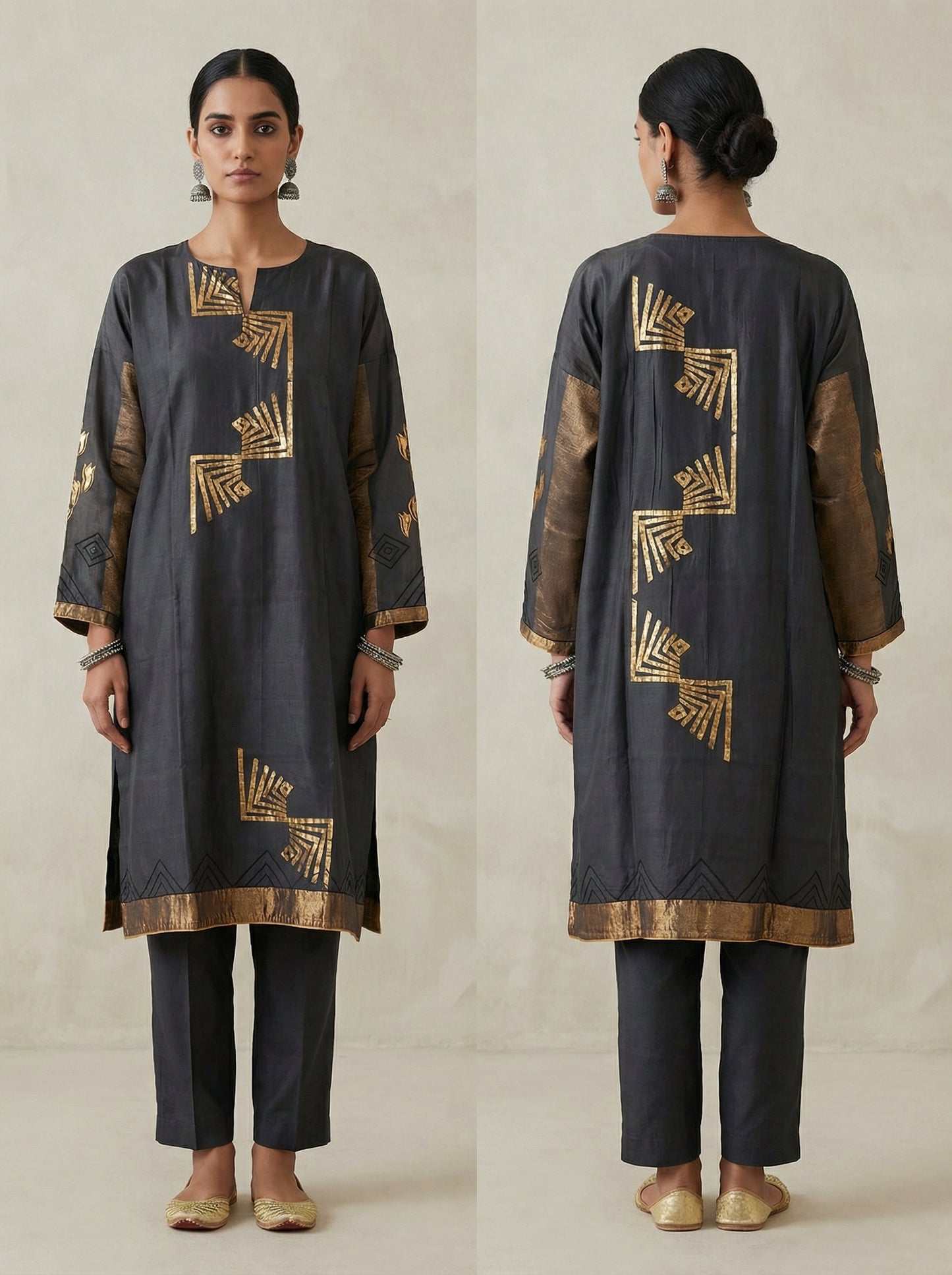 Semi Stitched Formal Chanderi Kurta