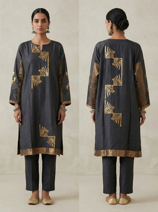 Semi Stitched Formal Chanderi Kurta