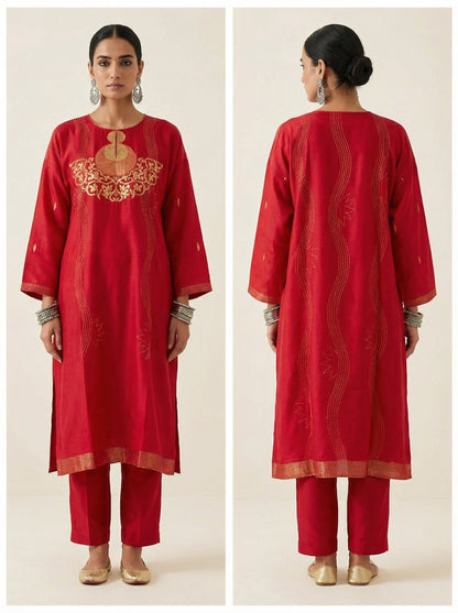 Semi Stitched Formal Chanderi Kurta