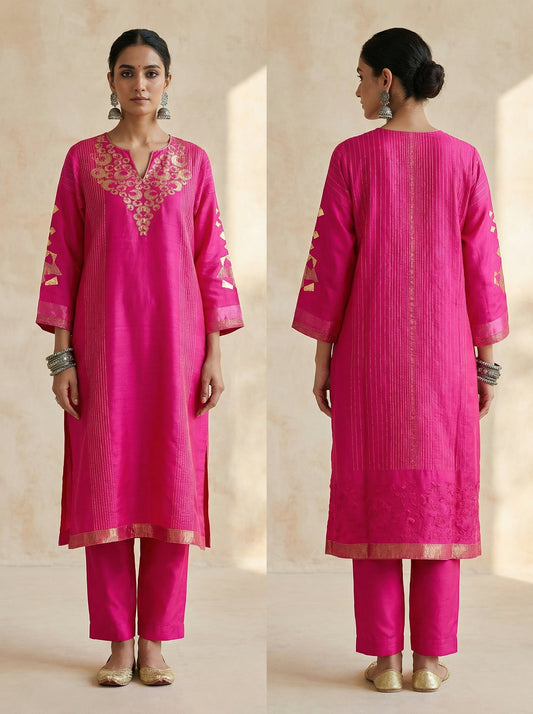 Semi Stitched Formal Chanderi Kurta