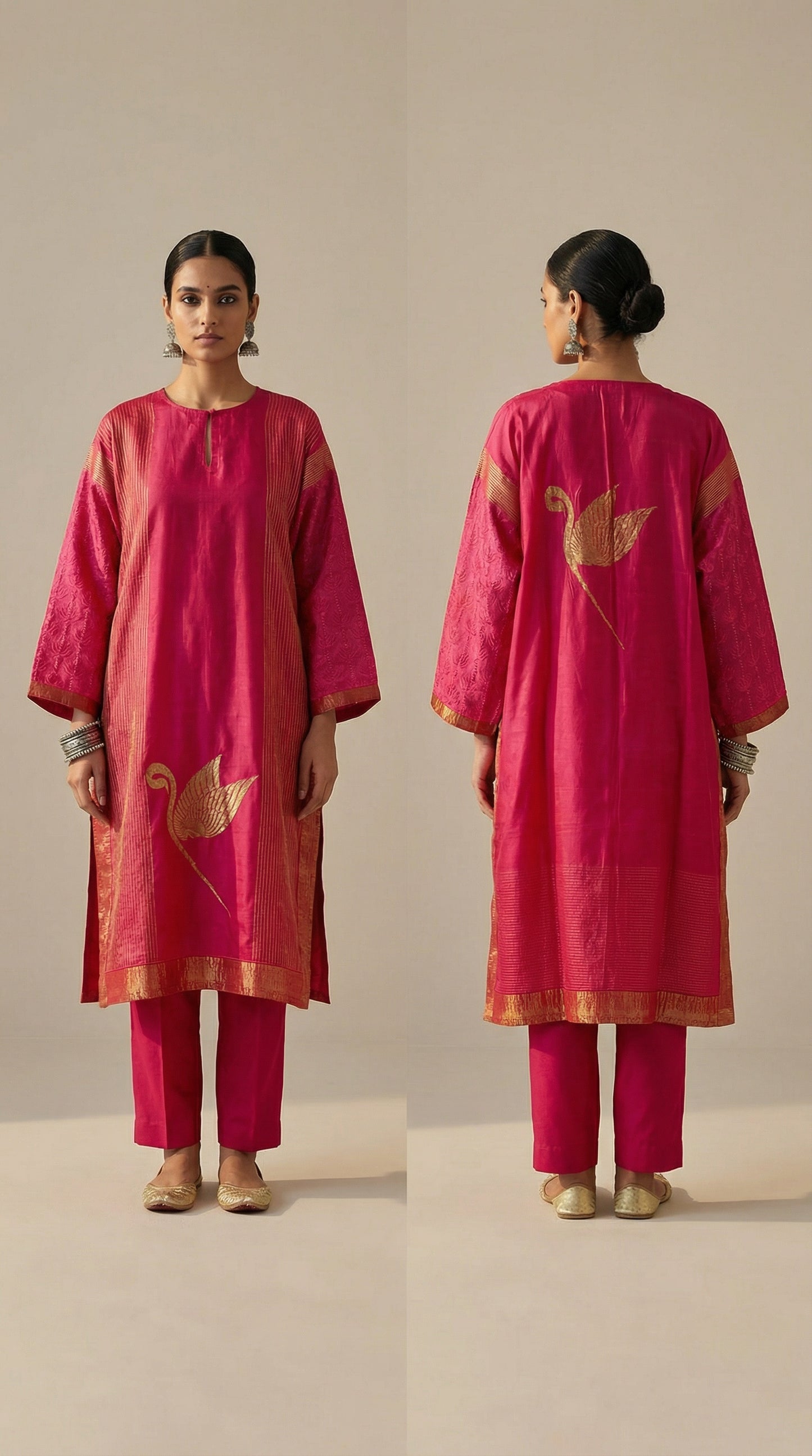 Semi Stitched Formal Chanderi Kurta