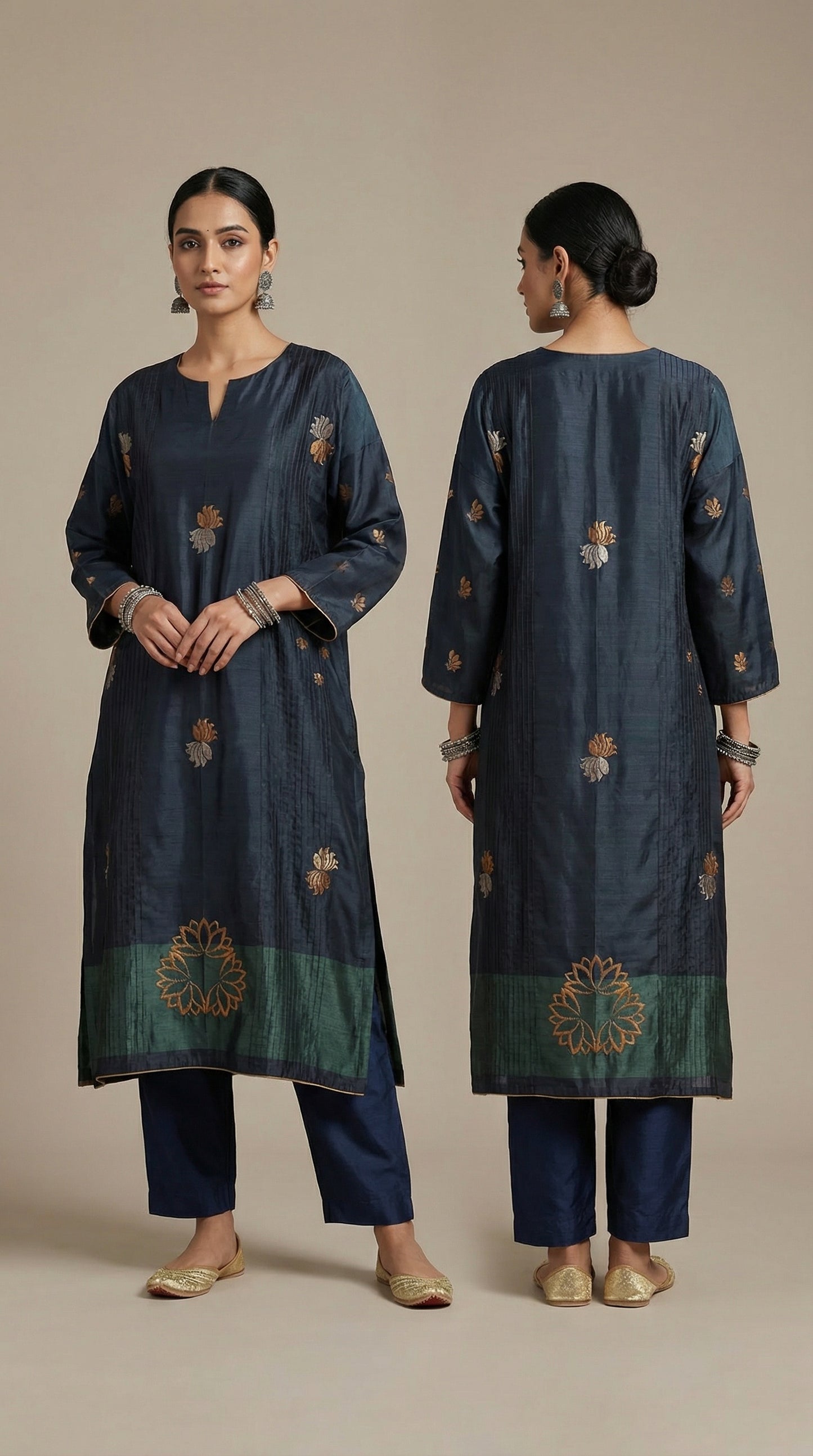 Semi Stitched Formal Chanderi Kurta