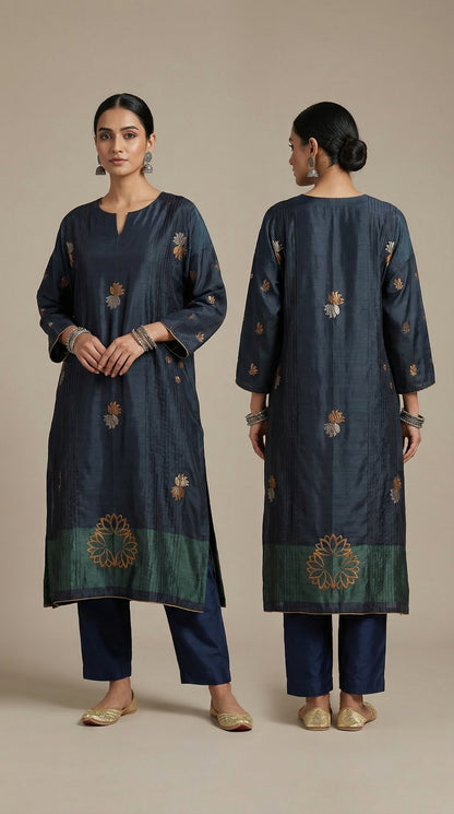 Semi Stitched Formal Chanderi Kurta