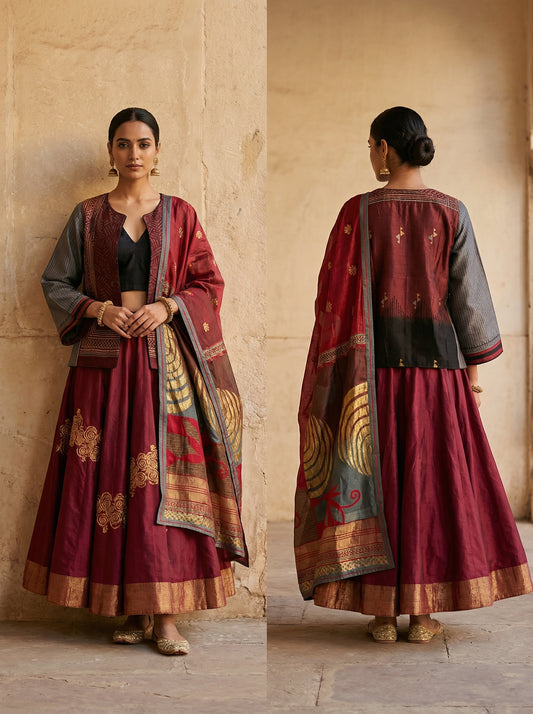 Semi stitched Formal Skirtset