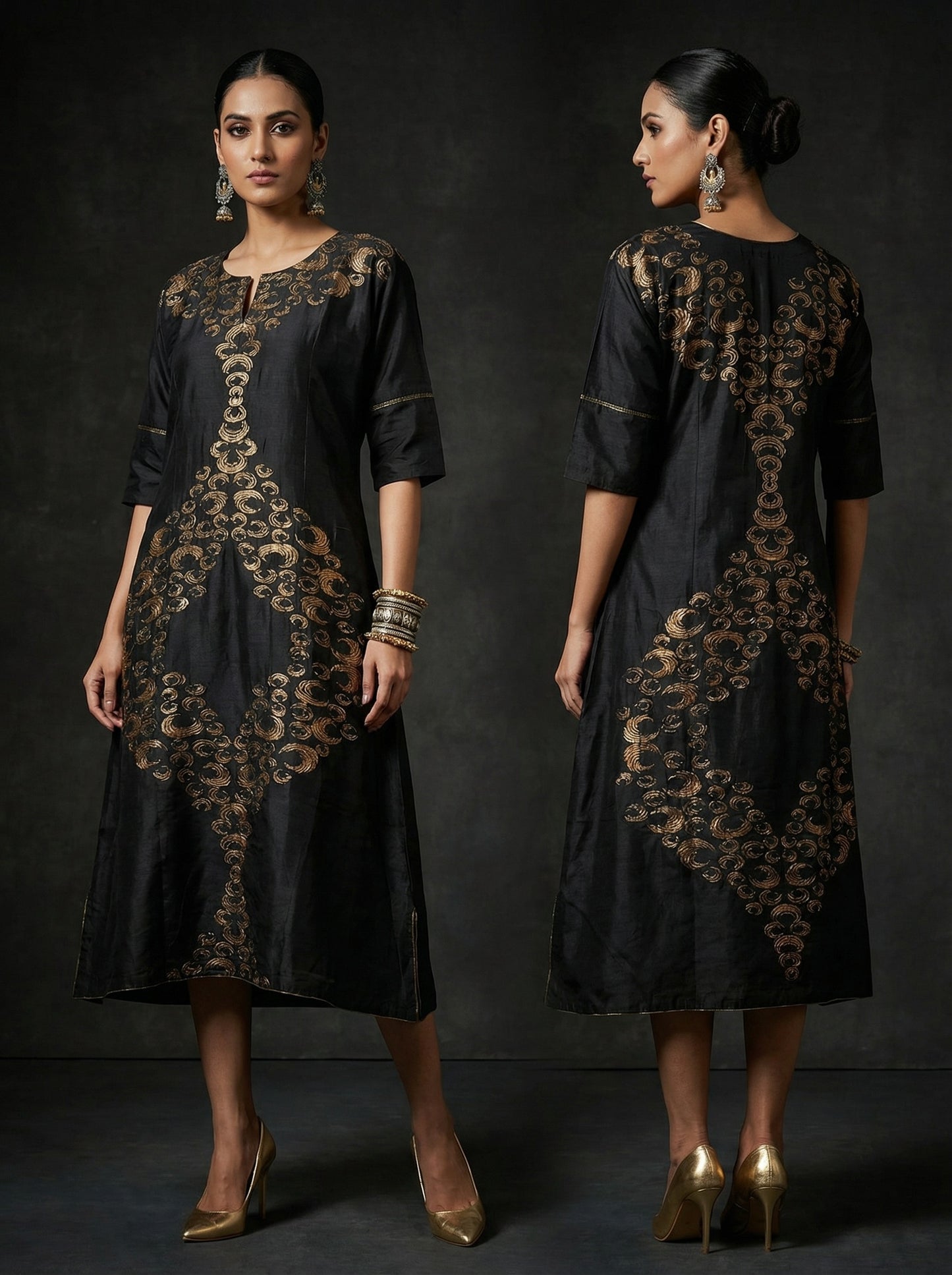 Indowestern chanderi formal dress- Ready size 42