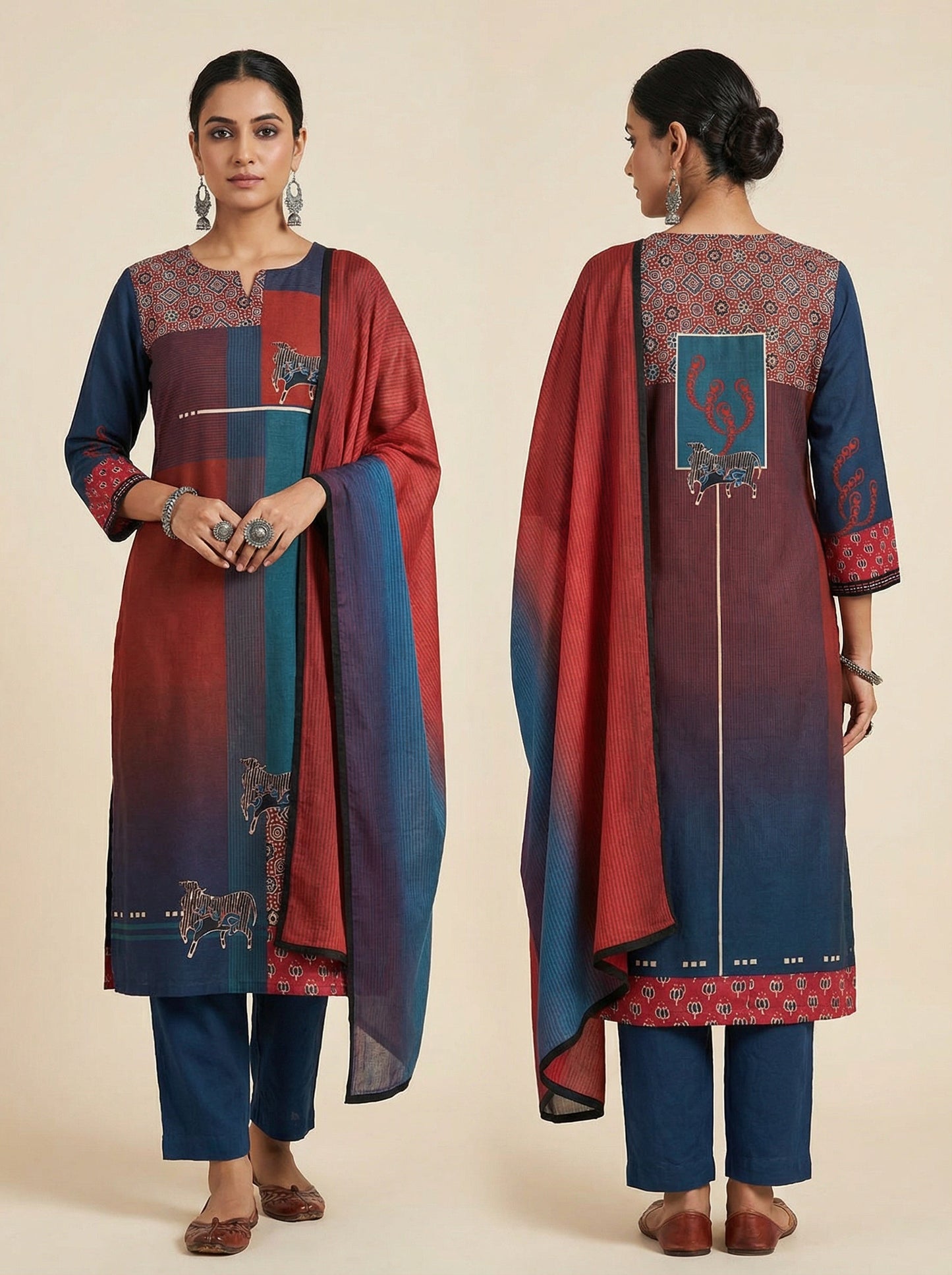 Semi Stitched Formal Chanderi Kurta VISHAL KAPUR