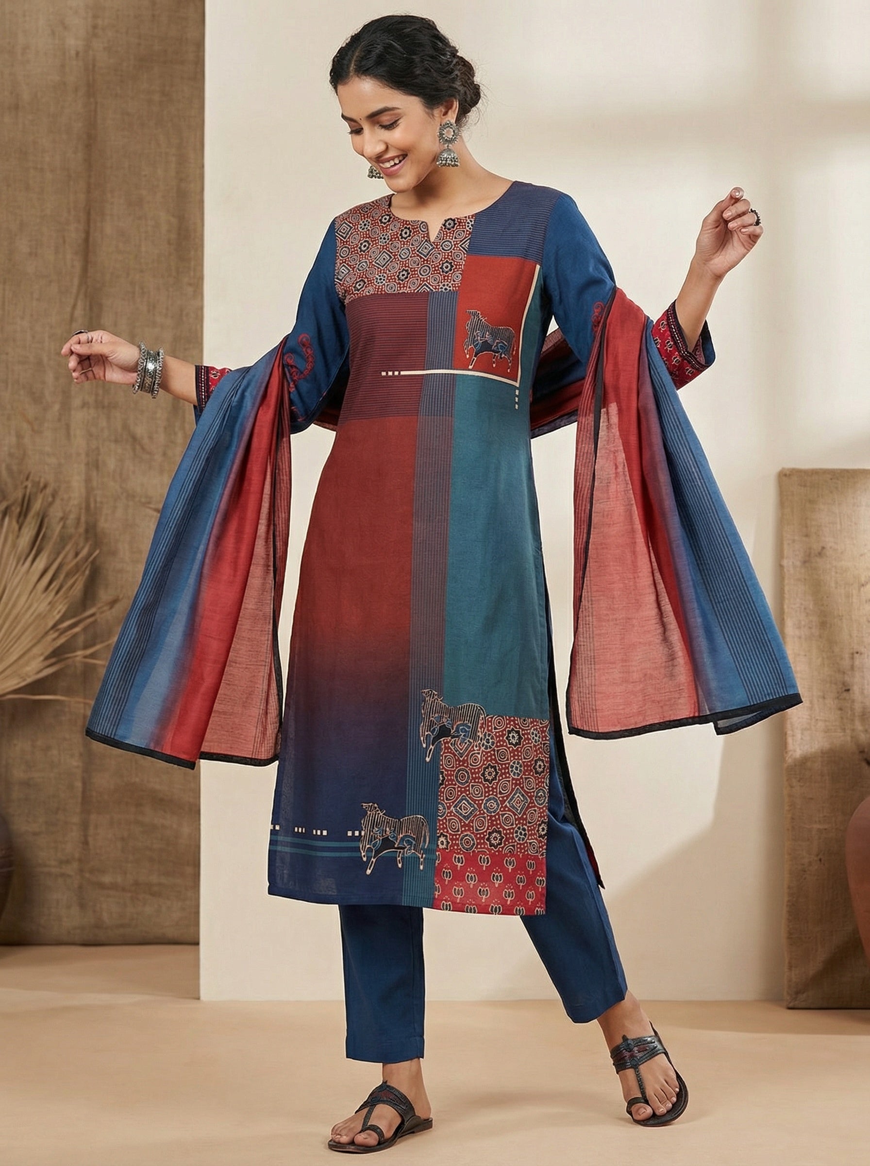 Semi Stitched Formal Chanderi Kurta VISHAL KAPUR