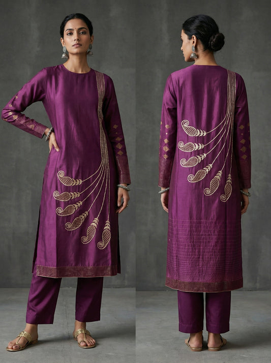 Semi Stitched Formal chanderi Kurta