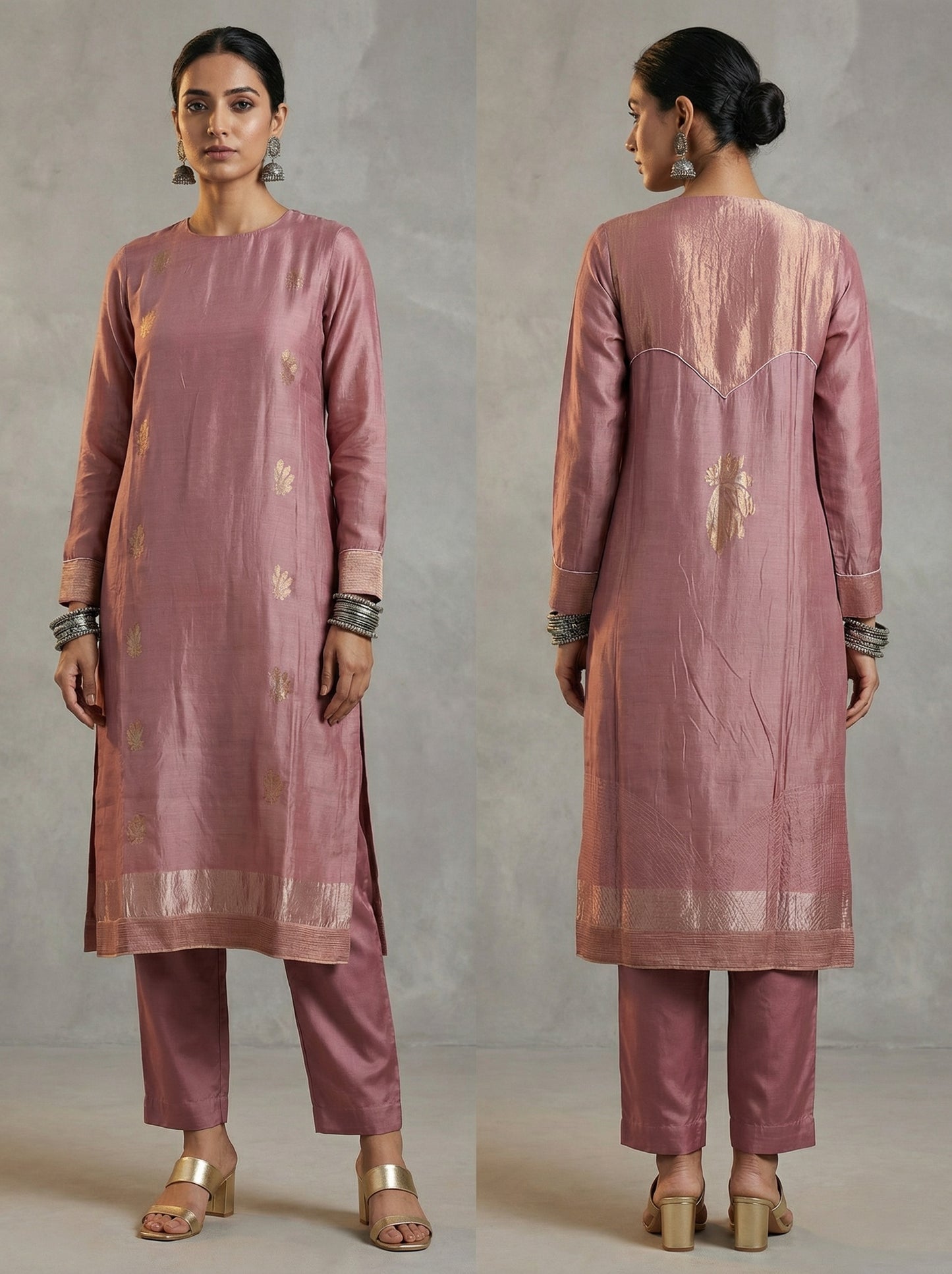 Semi Stitched Formal chanderi Kurta