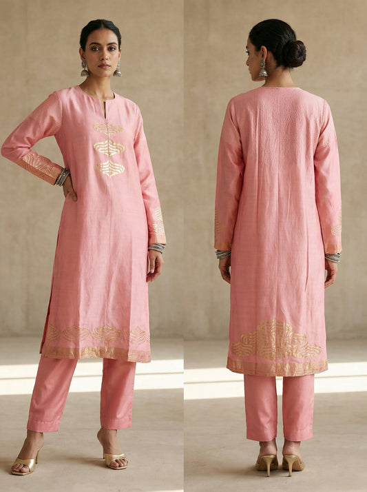 Semi Stitched Formal chanderi Kurta