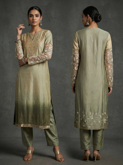 Semi Stitched Formal chanderi Kurta