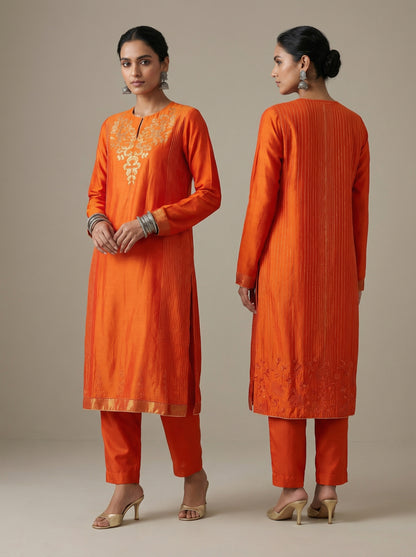 Semi Stitched Formal chanderi Kurta
