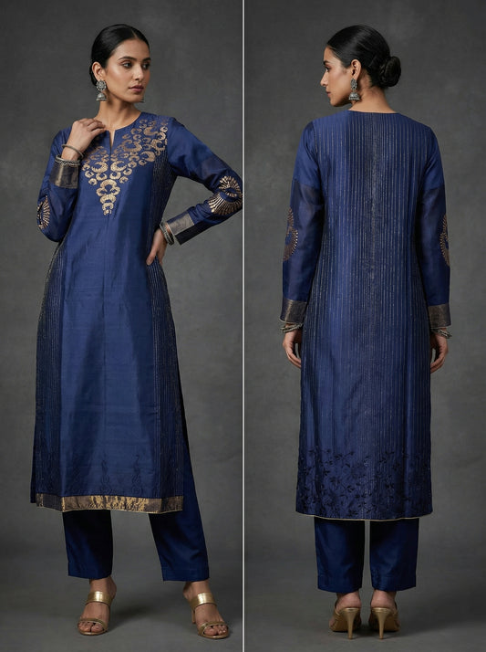 Semi Stitched Formal chanderi Kurta