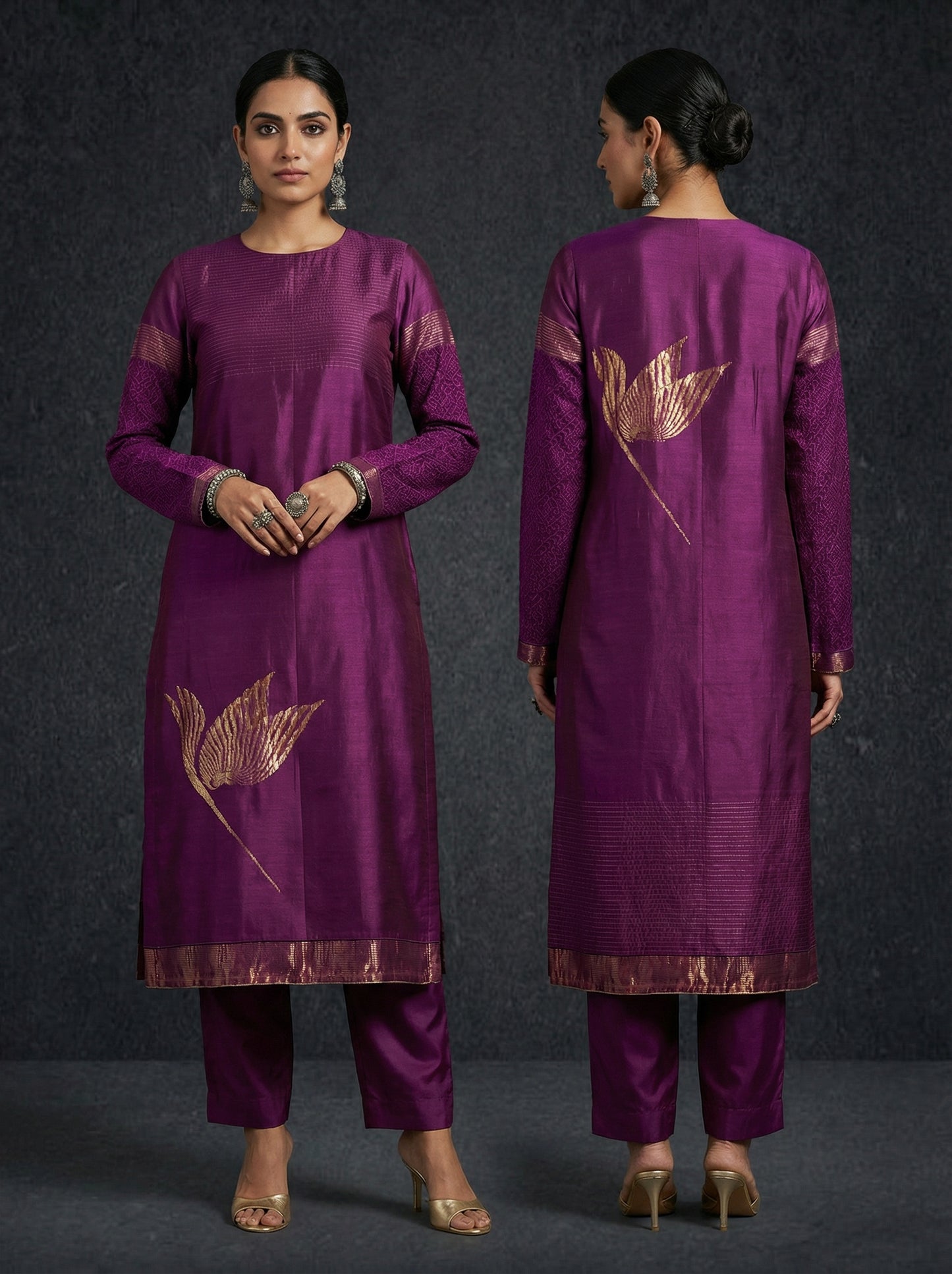 Semi Stitched Formal chanderi Kurta