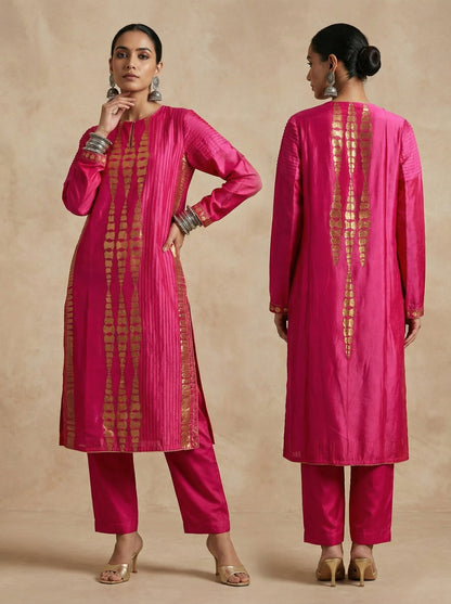 Semi Stitched Formal chanderi Kurta