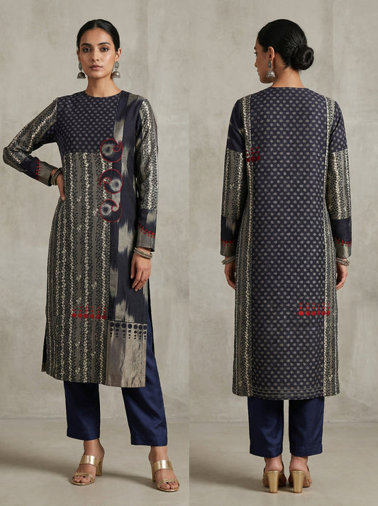 Semi Stitched Formal chanderi Kurta