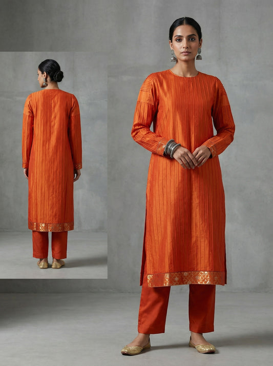 Semi Stitched Formal chanderi Kurta