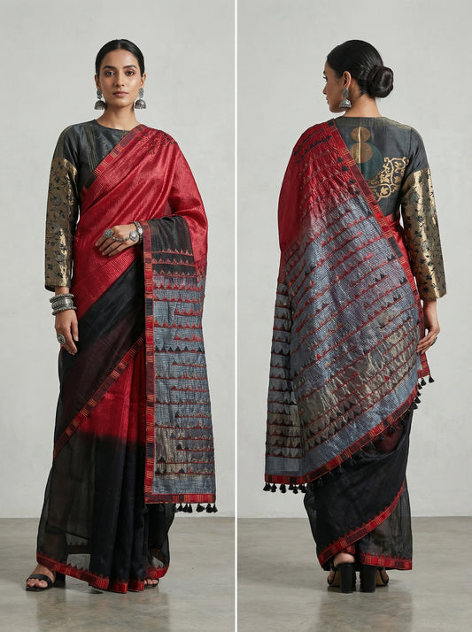 Formal Chanderi Silk Ajrakh Saree