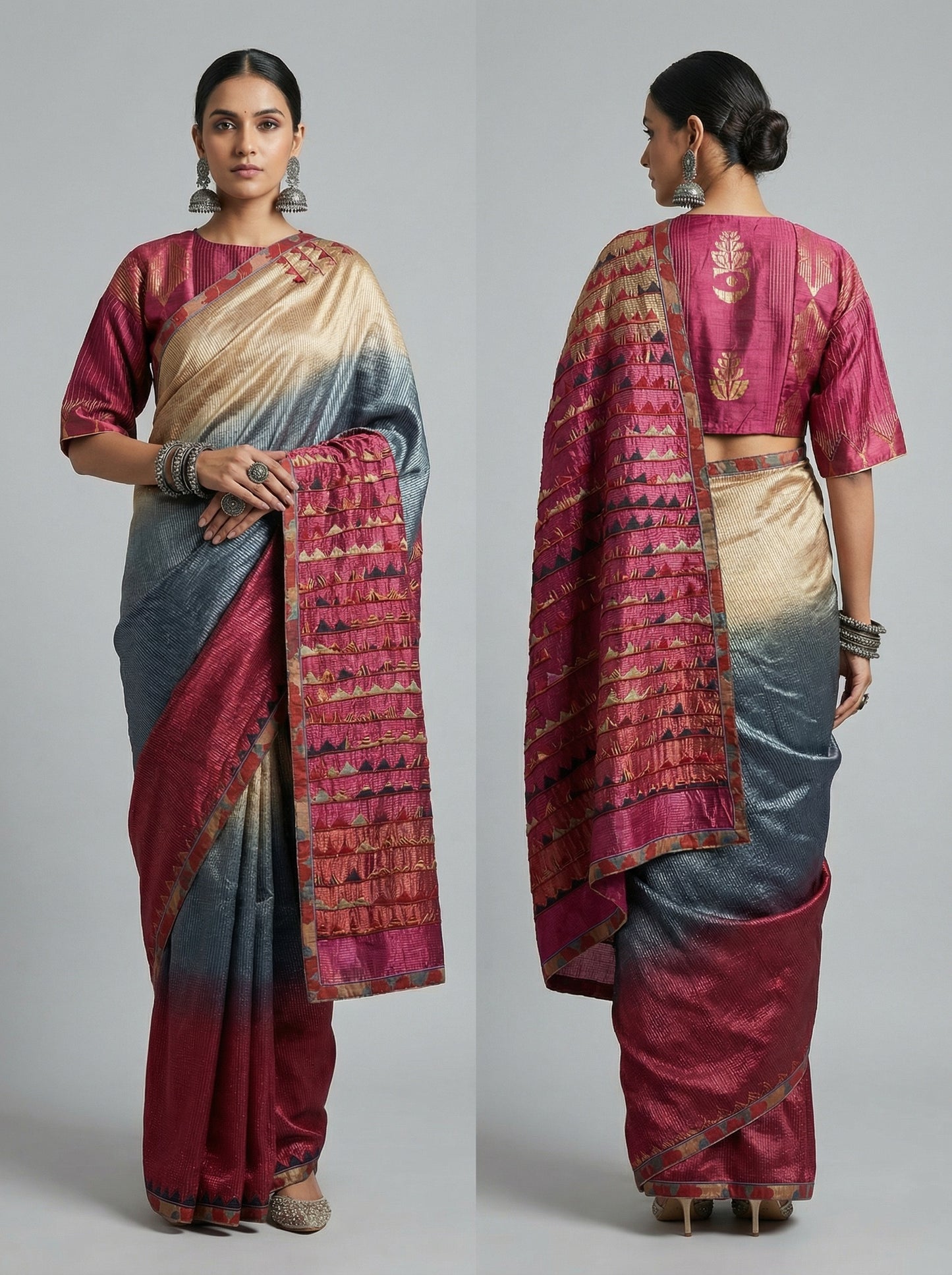 Formal Chanderi Silk Ajrakh Saree