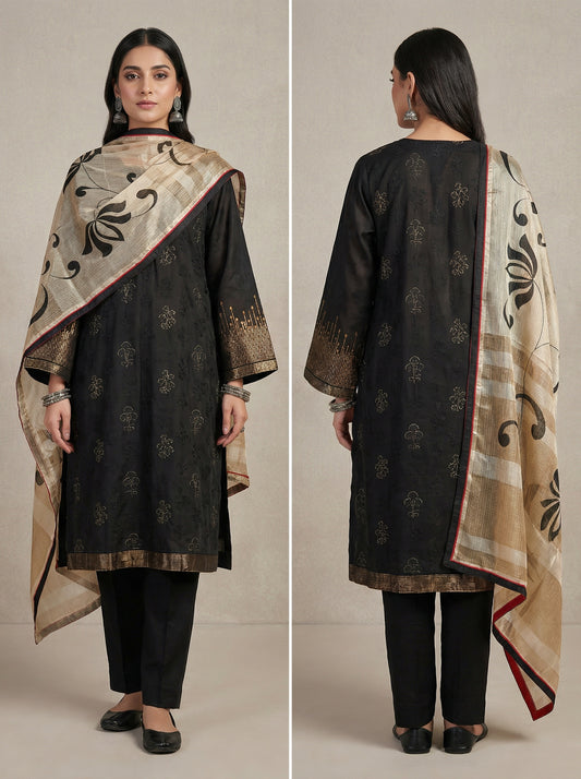 Semi Stitched Formal chanderi Suitset
