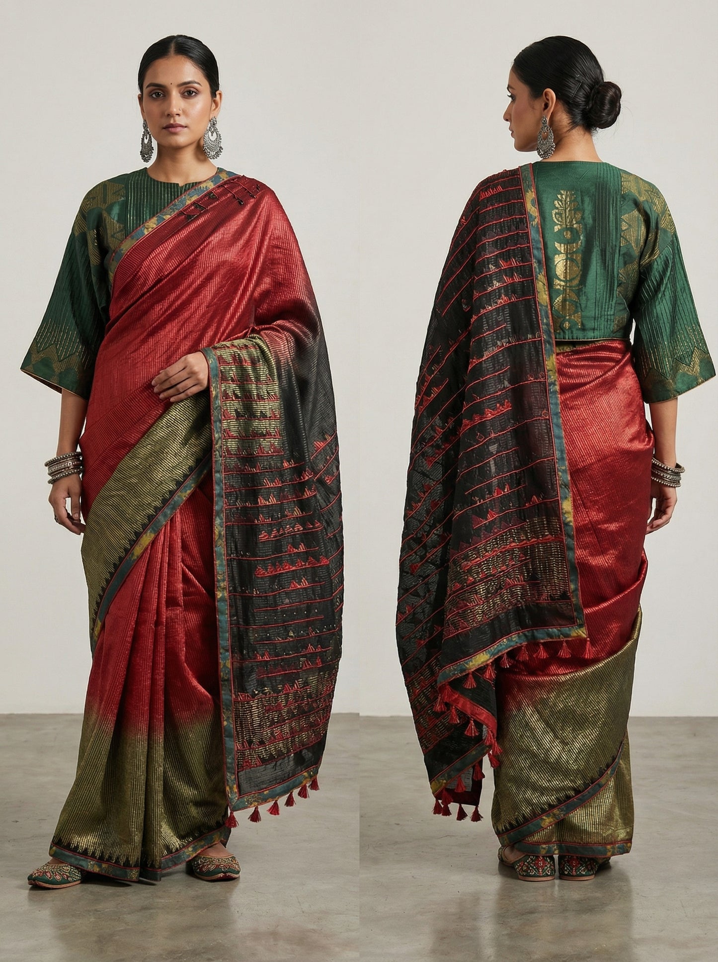 Formal Chanderi Silk Ajrakh Saree